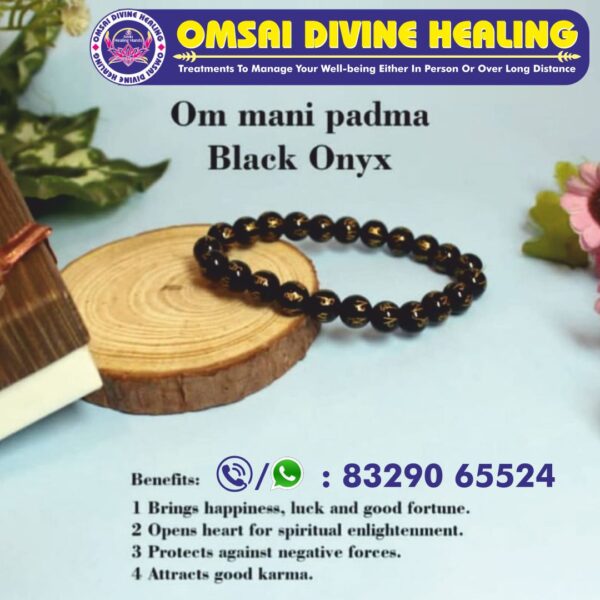 Om mani padma Black Onyx Bracelet